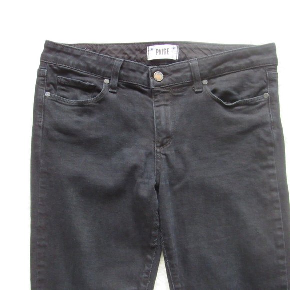 Paige Skyline Skinny Raw Hem Cropped Black 30 - Picture 2 of 8